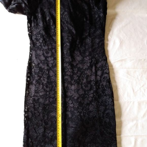 Women's Lace See Through Bodycon Mini Dress Black - Picture 8 of 12